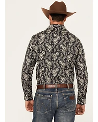 Rock & Roll Denim Men's Floral Print Long Sleeve Snap Stretch Western Shirt
