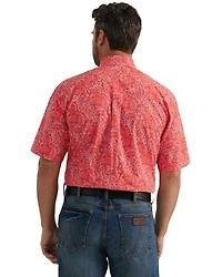 George Strait by Wrangler Men's Paisley Print Short Sleeve Button-Down Stretch Western Shirt