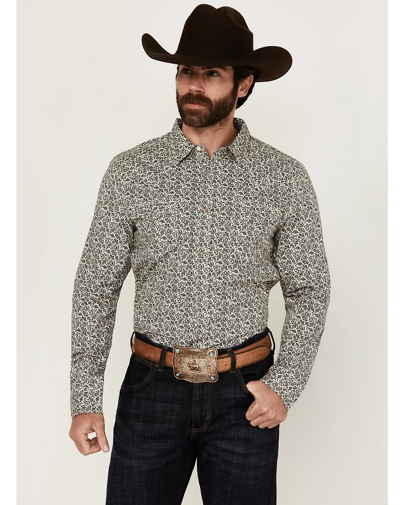 Cody James Men's Hunter Paisley Print Long Sleeve Snap Western Shirt
