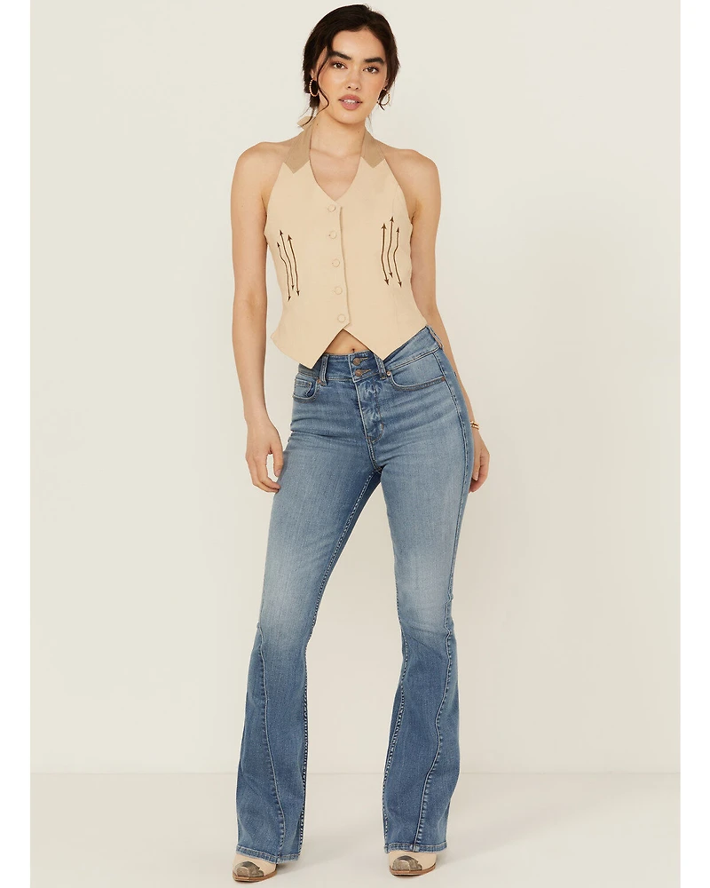 Shyanne Women's Cimarron Light Wash High Rise Flare Stretch Denim Jeans