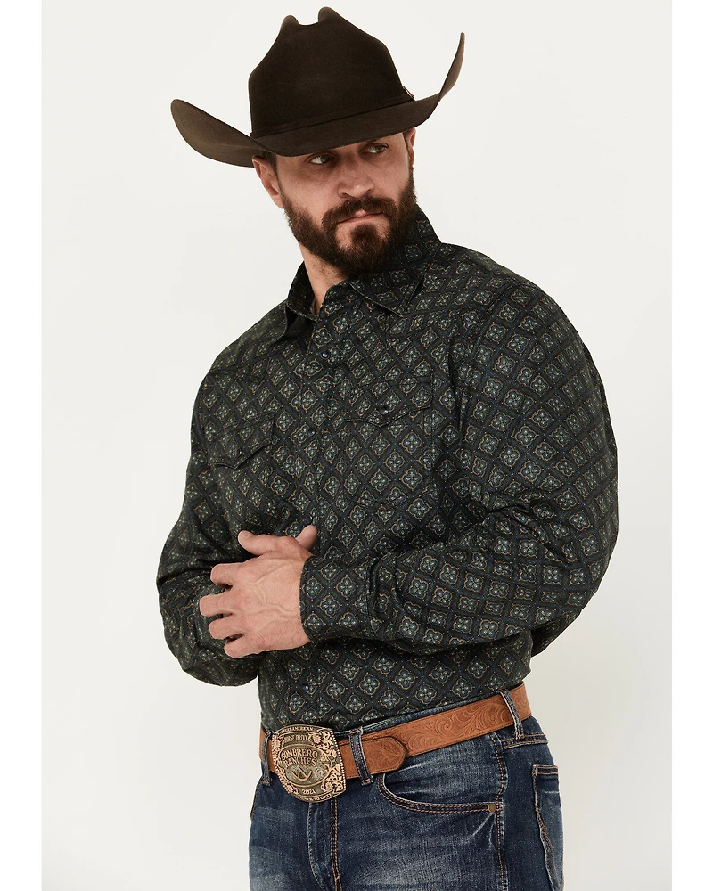 Wrangler Retro Men's Premium Medallion Print Long Sleeve Snap Western Shirt