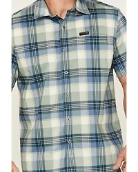 ATG by Wrangler Cedar Plaid Print Short Sleeve Button-Down Performance Western Shirt