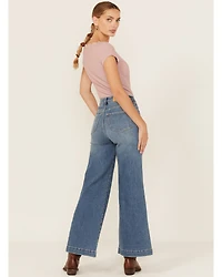 Dear John Women's Fiona Medium Wash Wide Leg Stretch Denim Jeans