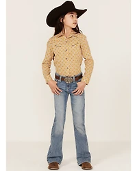 Cruel Girl Girl's Medallion Print Long Sleeve Western Snap Shirt
