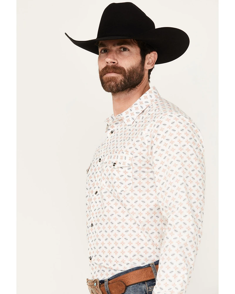 Gibson Trading Co Men's Barbed Wire Geo Print Long Sleeve Western Snap Shirt