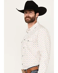 Gibson Trading Co Men's Barbed Wire Geo Print Long Sleeve Western Snap Shirt