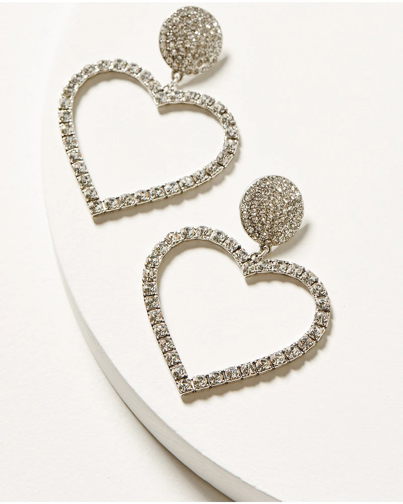 Idyllwind Women's Jeanette Heart Rhinestone Earrings