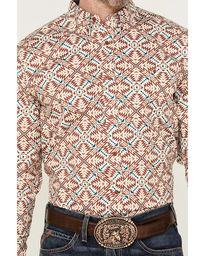 RANK 45® Men's Lagos Southwestern Print Long Sleeve Button-Down Performance Stretch Western Shirt