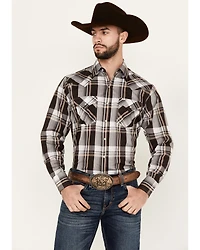 Ely Walker Men's Plaid Print Long Sleeve Snap Western Shirt