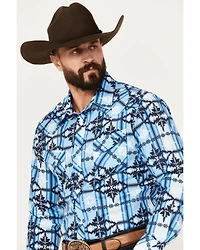 Rock & Roll Denim Men's Southwestern Print Vintage Long Sleeve Pearl Snap Western Shirt