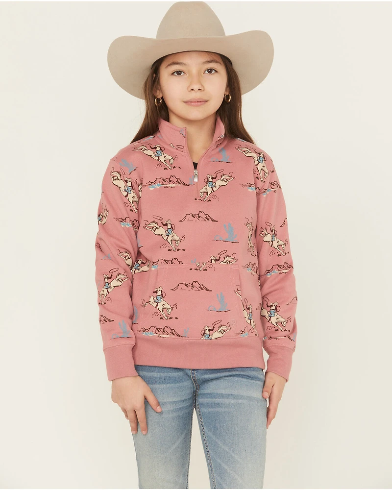 Ariat Girls' Horse Print 1/4 Zip Pullover