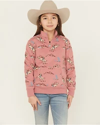 Ariat Girls' Horse Print 1/4 Zip Pullover