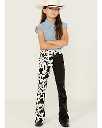 Saints & Hearts Girls' Cow Print Flare Pants