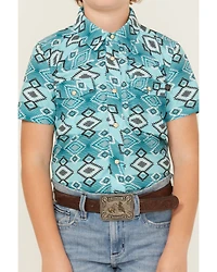 Rock & Roll Denim Boys' Southwestern Print Short Sleeve Snap Western Shirt