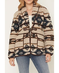 Shyanne Women's Southwestern Print Sherpa Cardigan