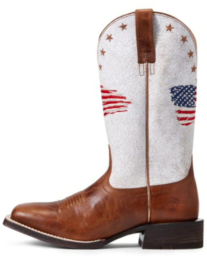 Ariat Women’s Patriot Crackled American Flag Western Performance Boots – Broad Square Toe