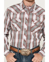 Cowboy Hardware Men's Hombre Plaid Print Long Sleeve Pearl Snap Western Shirt