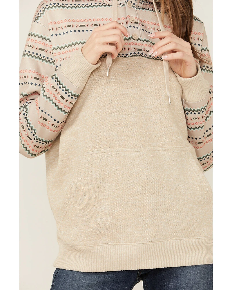 Hooey Women's Striped Trim Hooded Pullover