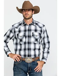 Pendleton Men's White Frontier Large Plaid Long Sleeve Snap Western Shirt