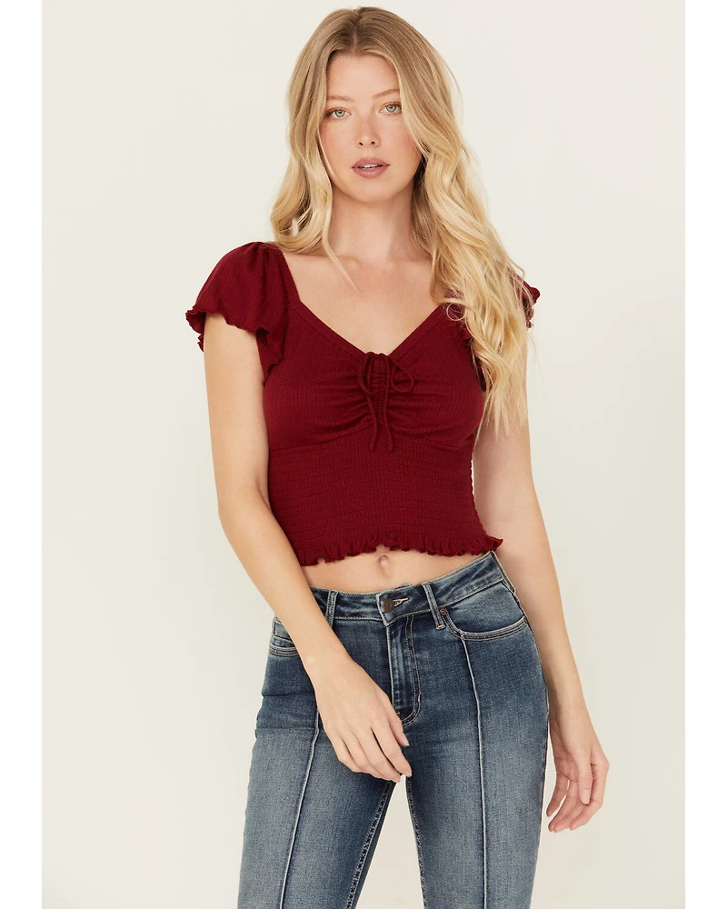 Idyllwind Women's Pointe Flutter Sleeve Smocked Top