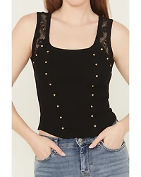 Miss Me Women's Rhinestone Rib Tank