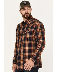 Moonshine Spirit Men's Rusted Still Plaid Print Snap Western Flannel Shirt