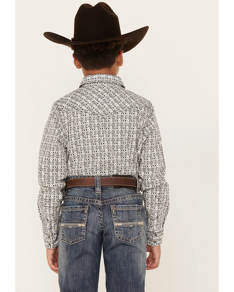 Cody James Boys' Southwestern Print Long Sleeve Western Snap Shirt