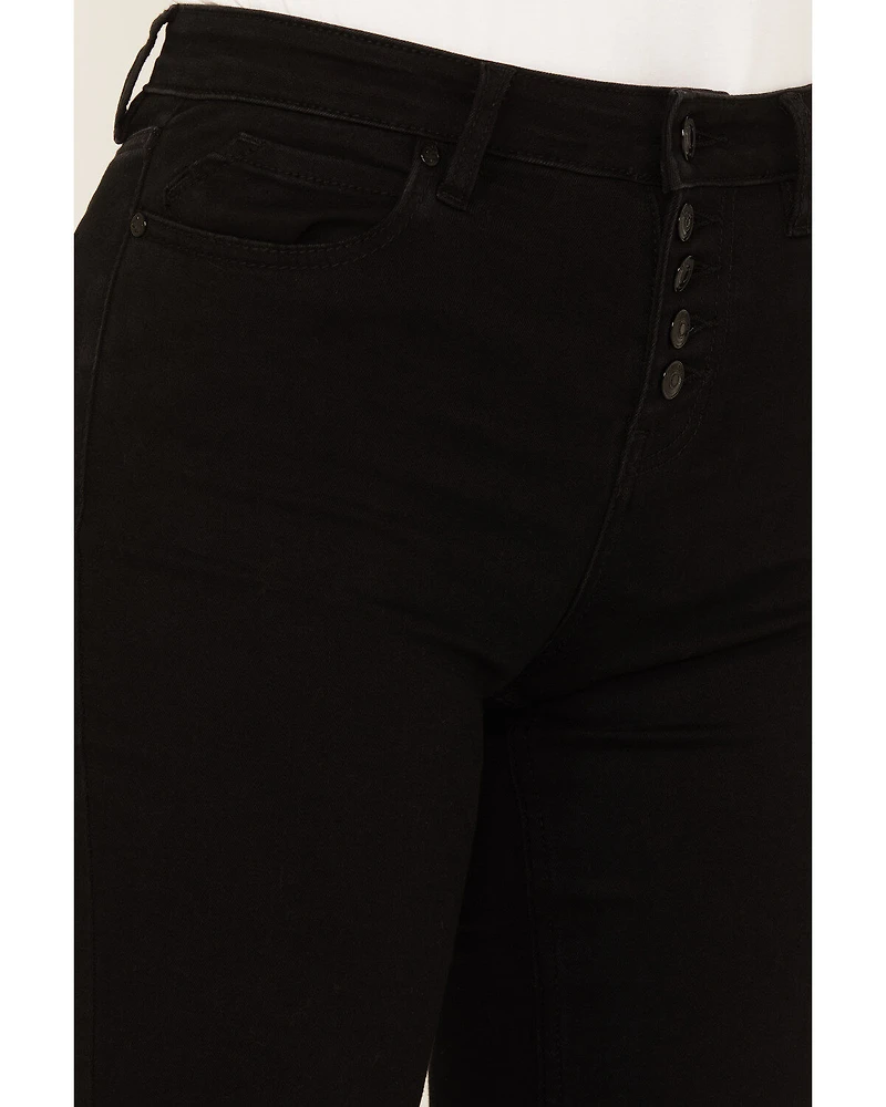 Shyanne Women's High Rise Destructed Super Flare Stretch Jeans