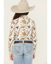 Cruel Girl Girls' Cowgirl Printed Long Sleeve Snap Western Shirt