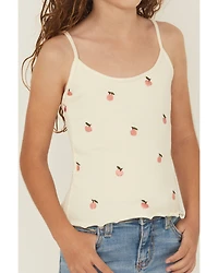 Fornia Girls' Peaches Embroidered Sleeveless Tank Top