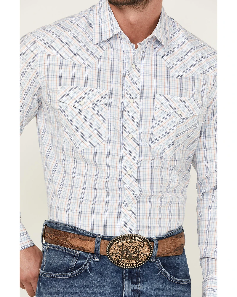Wrangler 20X Men's Plaid Print Long Sleeve Pearl Snap Stretch Western Shirt