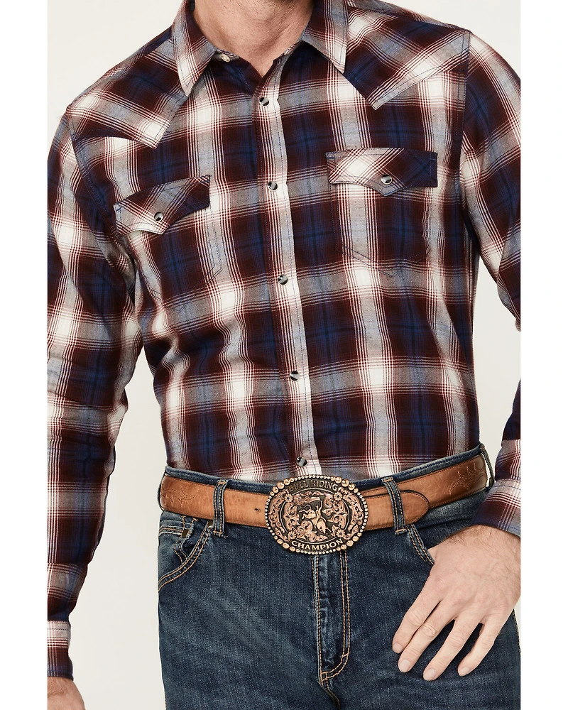 Cody James Men's Uncle Sam Plaid Print Long Sleeve Snap Western Shirt