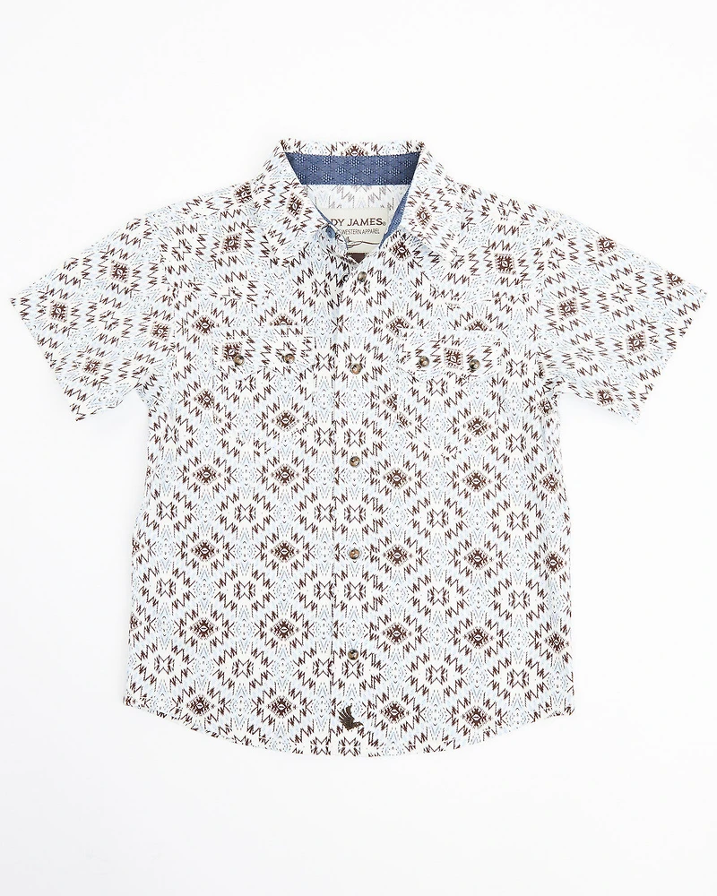 Cody James Toddler Boys' High Plains Southwestern Print Short Sleeve Snap Western Shirt