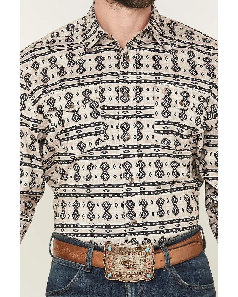 Rodeo Clothing Men's Southwestern Print Long Sleeve Snap Western Shirt