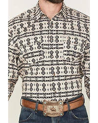 Rodeo Clothing Men's Southwestern Print Long Sleeve Snap Western Shirt