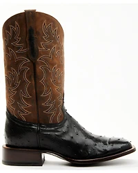 Cody James Men's Saddle Black Full-Quill Ostrich Exotic Western Boots - Broad Square Toe