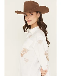 Blue B Women's Western Embroidered Long Sleeve Button-Down Shirt