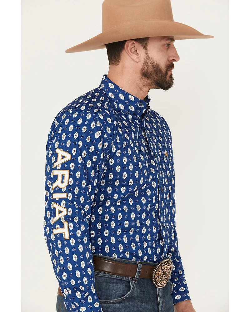 Ariat Men's Team Dax Southwestern Logo Long Sleeve Button-Down Western Shirt