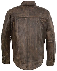 Milwaukee Leather Men's Distressed Brown Light Leather Snap Front Shirt - 4X
