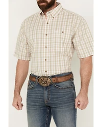 George Strait by Wrangler Men's Plaid Print Short Sleeve Button-Down Stretch Western Shirt