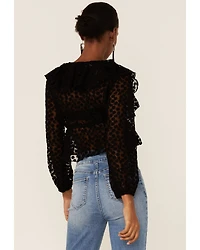 Saints & Hearts Women's Floral Lace Ruched Crop Top
