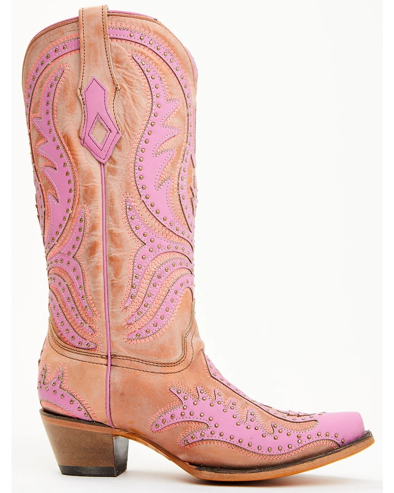 Corral Women's Studded Neon Blacklight Western Boots - Snip Toe