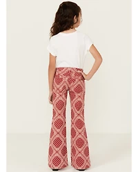 Panhandle Girls' Bandana Print Flare Stretch Denim Jeans