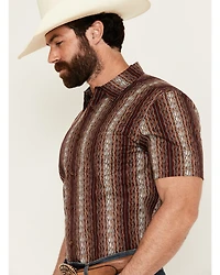 Cody James Men's Wood Cut Southwestern Striped Short Sleeve Button-Down Stretch Western Shirt