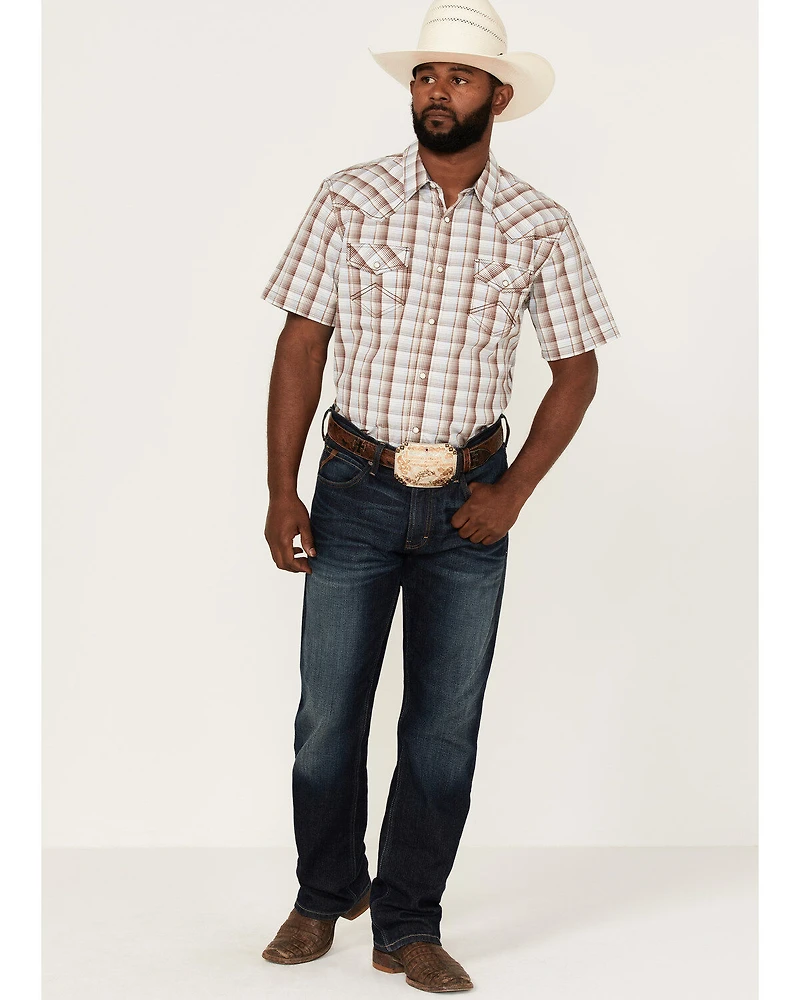 Cody James Men's Mount Vernon Small Plaid Short Sleeve Pearl Snap Western Shirt