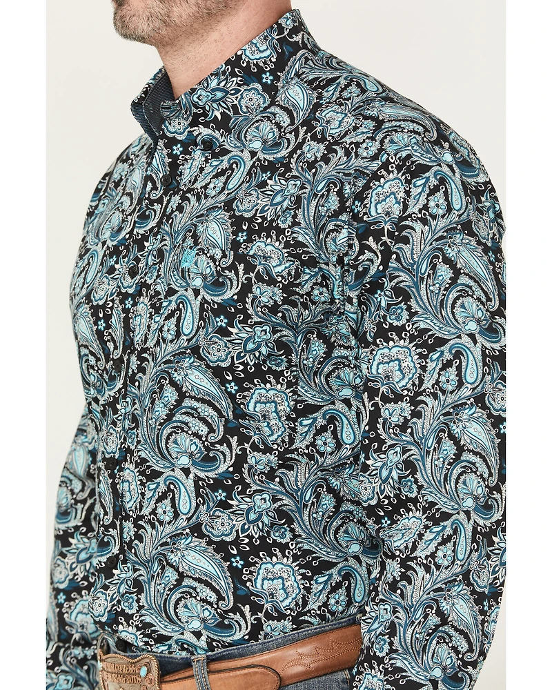 Cinch Men's Paisley Print Long Sleeve Button-Down Western Shirt