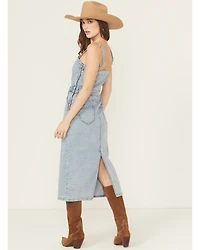 Rock & Roll Denim Women's Light Wash Detachable Strap Midi Dress