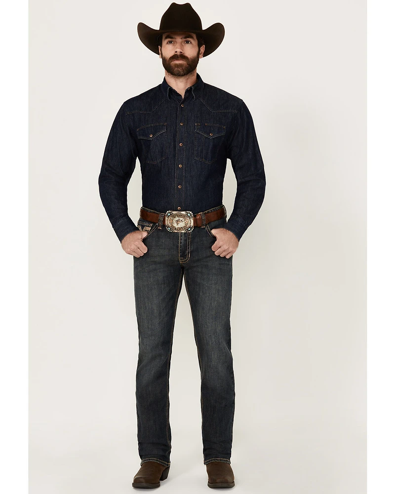 Rock & Roll Denim Men's Revolver Dark Wash Slim Straight Stretch Jeans