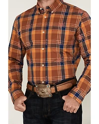 Cody James Men's Dobby Plaid Print Long Sleeve Button-Down Stretch Western Shirt