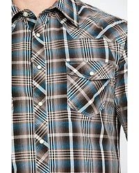 Rock & Roll Denim Men's Plaid Print Long Sleeve Snap Western Shirt